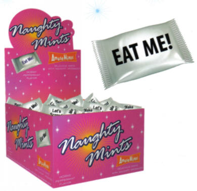 Individually wrapped candy with naughty messages on them.