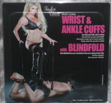 4 restraint cuffs with tie straps and a blindfold