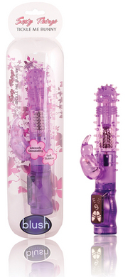 Tickle Me Bunny with Rotating Shaft and Stimulating Ticklers-Purple