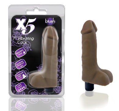 Realistic Feel Waterproof 7 inch vibrating Cock - brown