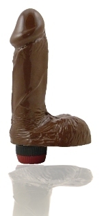 Natural Feel 7″” Cock with Vibrating-Brown