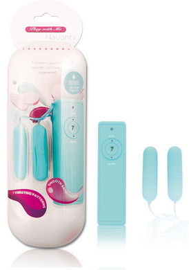 Naughty - 7 Function Double Vibrating Bullets with Smooth Satin Finish- blu