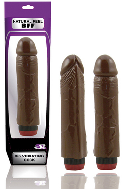 Natural Feel 8 inch vibrating cock-brown