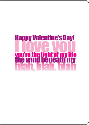 Blah Blah Blah Valentines Day Greeting Card