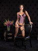2 PC Striped Cami Garter With Lace Trimmed Padded Cups Large