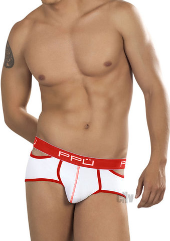 Polyester Lycra Brief Red Med