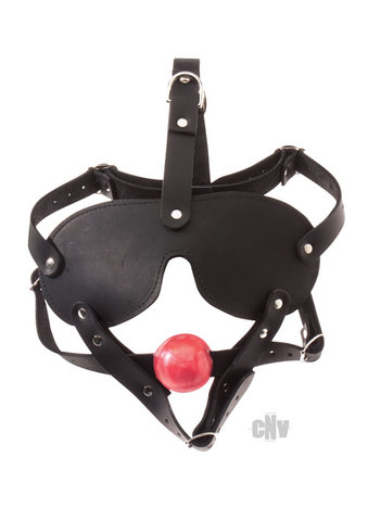 Red and Black Head Harness Blindfold