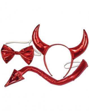 3 pc devil set – horns, bow tie and tail