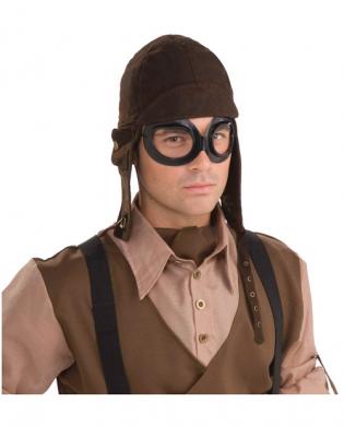 Steampunk aviator set – cloth headpiece and goggles