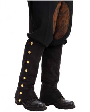 Steampunk male suede spats – black