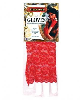 Steampunk red lace fingerless gloves