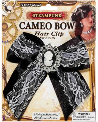 Steampunk cameo bow hair clip