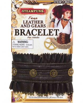 Steampunk gear leather bracelet