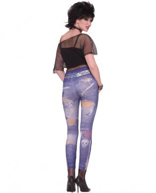 Punk rock graphic jean leggings – blue m/l