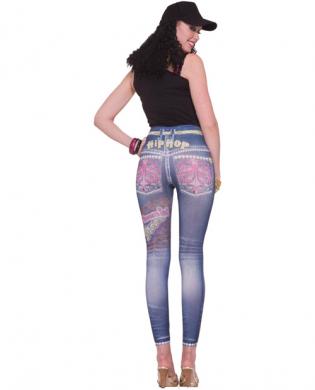 Hip hop graphic jean leggings – blue xs/s