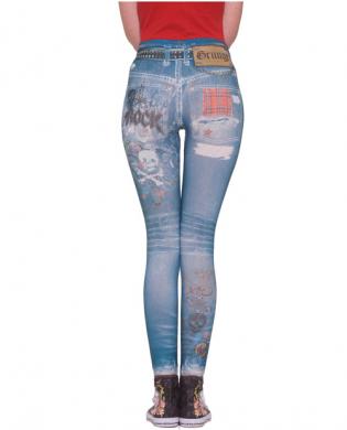 Grunge graphic jean leggings – blue m/l
