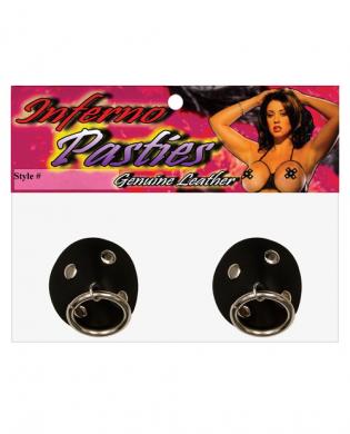 Leather pasties – round w/rivets and rings