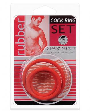Rubber cock ring set – red pack of 3
