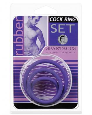Rubber cock ring set – purple pack of 3