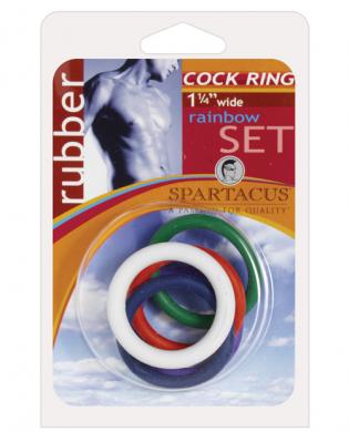 1.25in rubber cock ring set – rainbow pack of 5