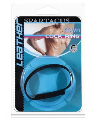 Leather sewn velcro cock ring – black
