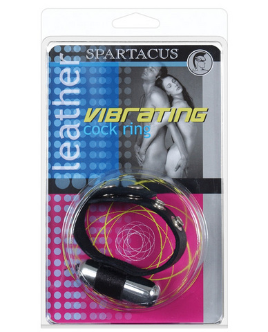 Leather vibrating cock ring - black