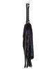24in rabbit fur and leather whip - black