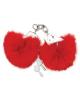 Rabbit fur handcuffs - red