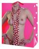 Topless gal w/heart necktie and thong gift bag