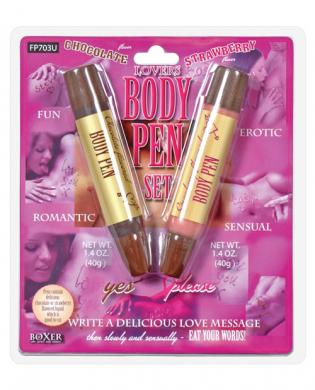Lovers body pen set, chocolate and strawberry