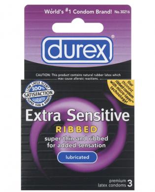 Durex extra sensitive ribbed condom - 3 pack