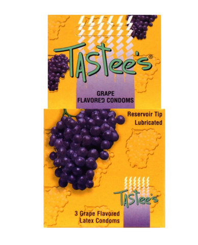 Tastees condoms, grape 3 pack