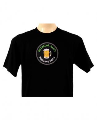 Light-up bachelor party drinking team t-shirt black large