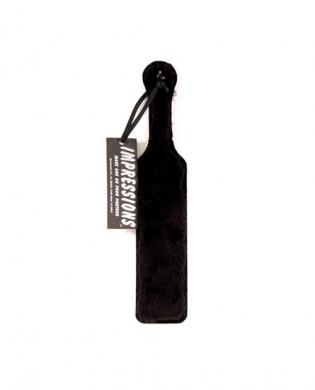 Leather paddle with black fur