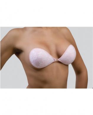 Dare to bare lace bra – no straps, no back-adhesive bra pink lace d-cup