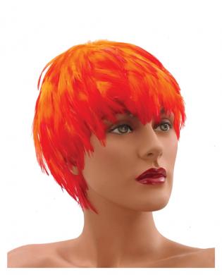 Hackle wig – orange w/shocking pink tips