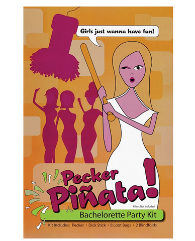 Pecker pi�ata kit - dick stick, 8 loot bags and 2 blindfolds