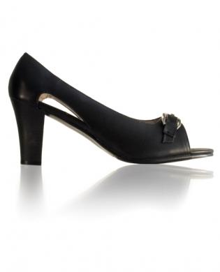 Le dame shoes sophie  2 3/4in open toe pump leather black fourteen