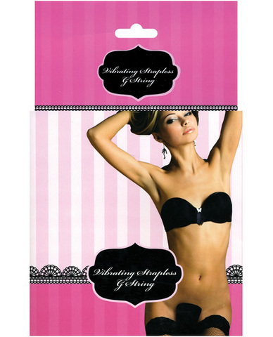 Blush vibrating strapless g string - black