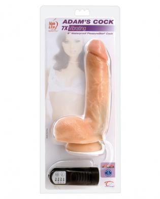 CNVELD-A8449-6 Adams 8in vibrating pleasureskin cock - natural