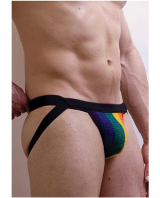 Active man rainbow jock 1 1/4in waistband black lg