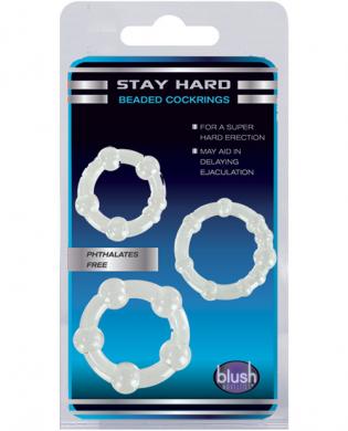 Blush stay hard beaded cock rings 3 pack – clear