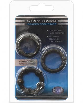 Blush stay hard beaded cock rings 3 pack – black