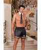 2 Pc Mile High Club Satin Boxer W/collar And Neck Tie Black M/l