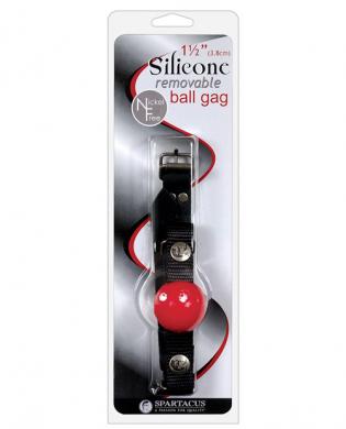 Nickel free 1 1/2in silicone removable ball gag – red