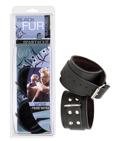 Black wrist restraints w/black faux fur lining