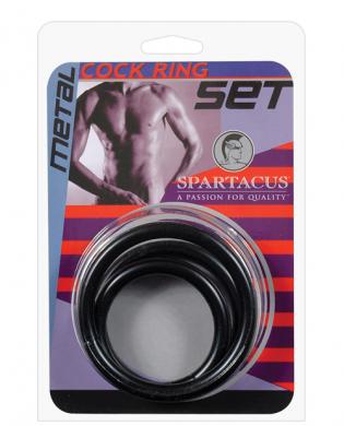 Black Metal cock ring – black pack of 3
