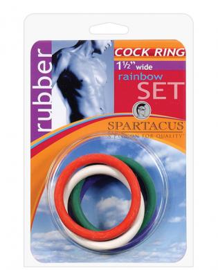 1.5in rubber cock ring set – rainbow pack of 5