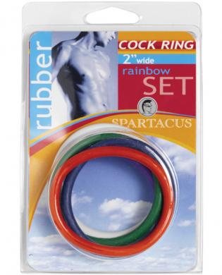 Rubber cock ring set 2in – rainbow pack of 5