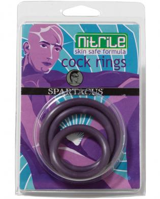 Nitrile cock  ring set – purple pack of 3